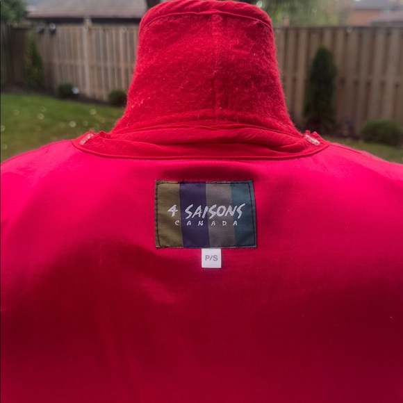 Vintage 4 Saison Canada Inuvik Boiled Wool Red Reindeer Christmas Jacket S - Picture 8 of 9